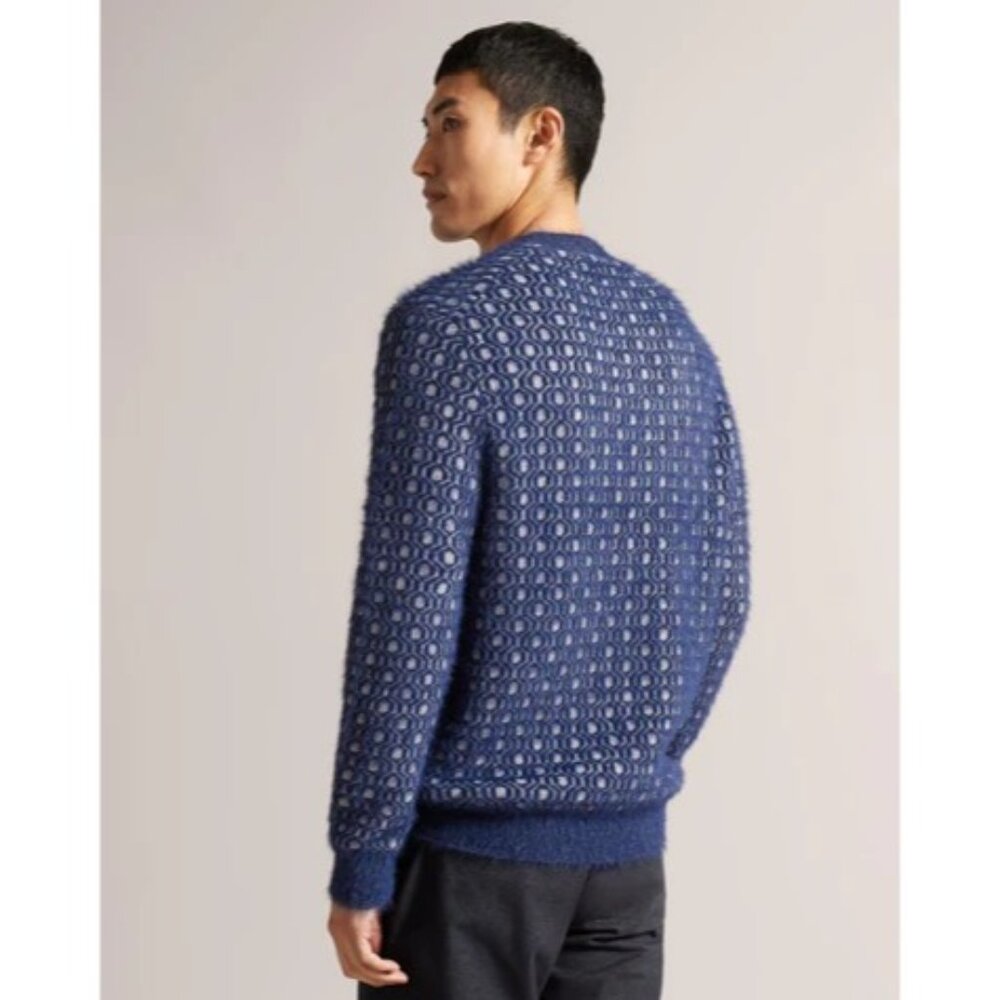 Ted Baker Hallion Mens Fuzzy Geo Crewneck Pullover Sweater M View 3